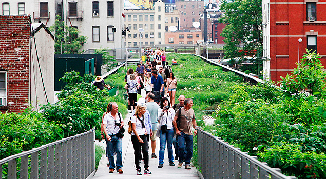 O parque The High Line, no sudoeste de Manhattan