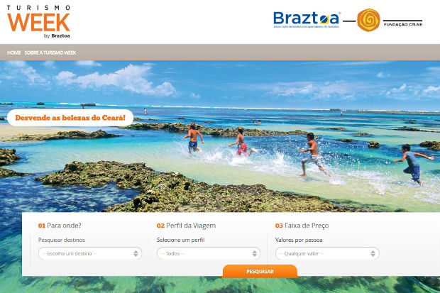 Site oferece promoções de viagens até o fim deste agosto. Foto: Turismo Week/Reprodução