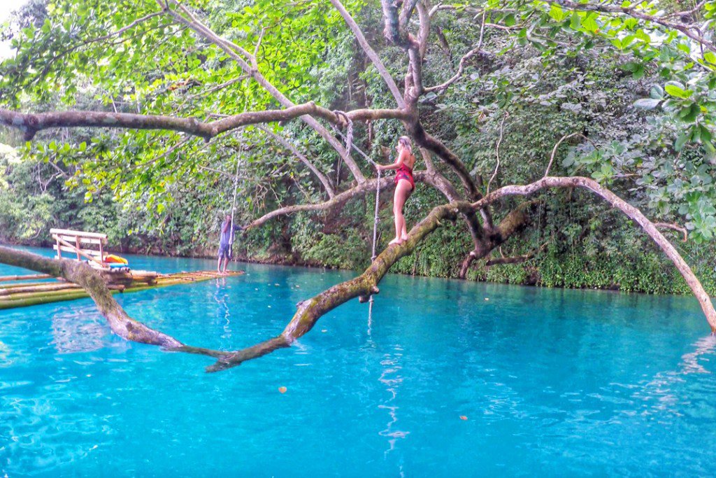 A Lagoa Azul em Port Antonio, Jamaica