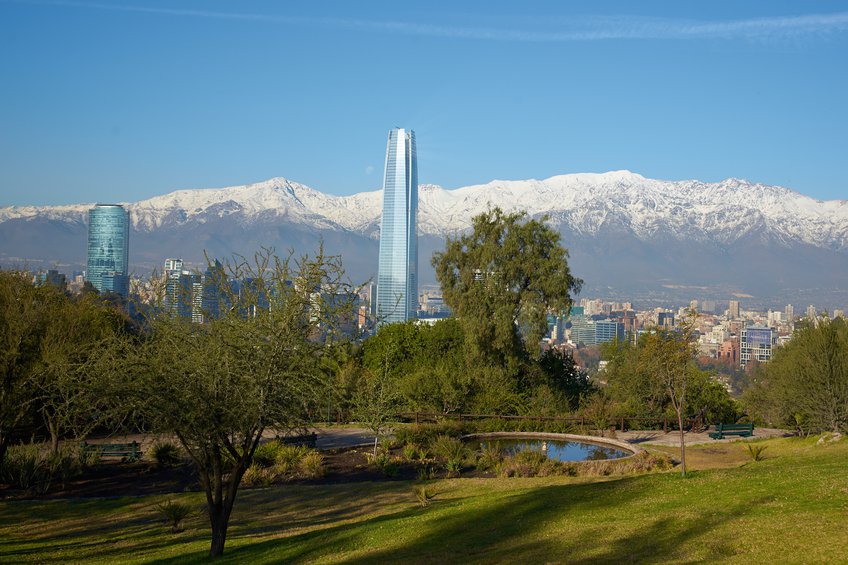 A capital chilena vista a partir do  Cerro San Cristbal