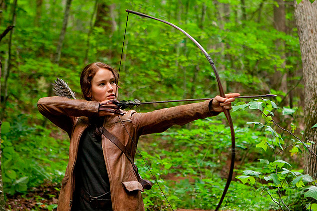 A atriz Jennifer Lawrence, em cena do filme Jogos Vorazes