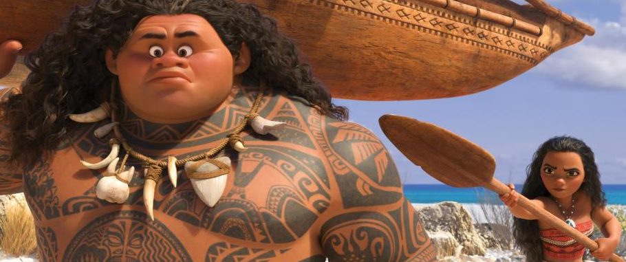 Cena do filme Moana  o semi-deus Maui  todo tatuado