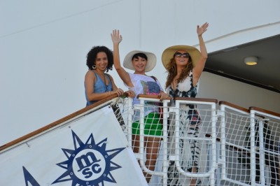 Giovanna Antonelli, Fabiula Nascimento e Thalita Carauta a bordo do navio da MSC / Divulgao