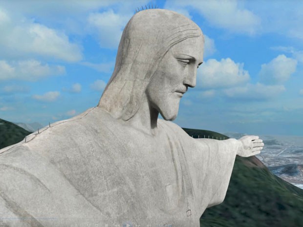 Cristo Redentor pode ser visto em detalhes na experiência (Foto: Reprodução/NEXT Puc Rio/Divulgação)