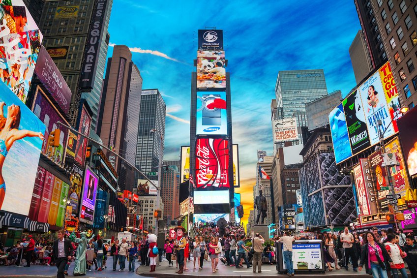 Times Square, um dos locais mais visitados pelos turistas