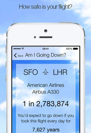 Aplicativo Am I going down? mostra risco estatístico de que um avião caia (Foto: Reprodução/Vanilla Pixel)