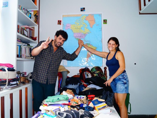 Pedro Henrique e Fernanda mostram últimos preparativos para viagem (Foto: Arquivo Pessoal)