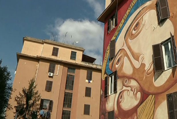 Murais transformam bairros pobres de Roma em galerias de arte a céu aberto (Foto: Reprodução/G1)