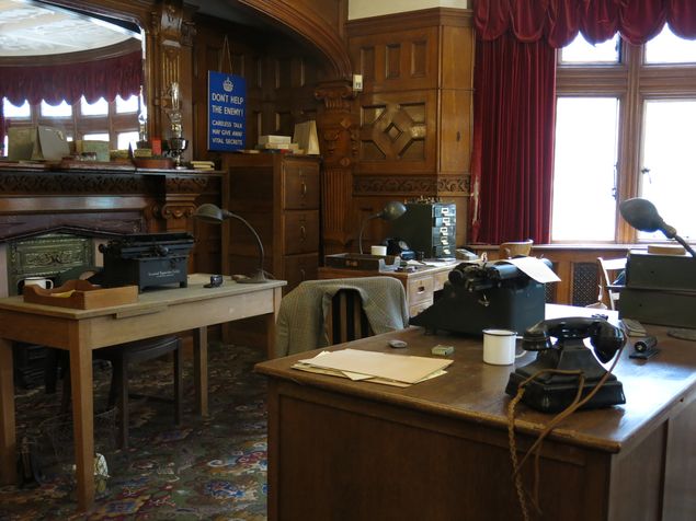 Um dos escritrios militares na manso de Bletchley Park, hoje transformada em um museu