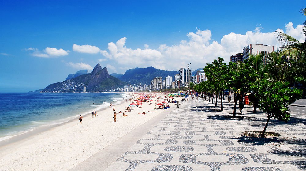 Vista da praia de Copacabana, um dos cartes-postais do Rio de Janeiro