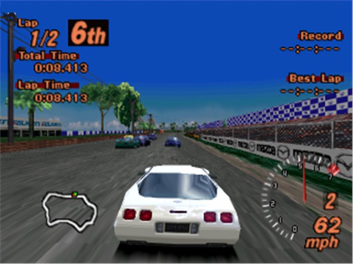 Em Gran Turismo 2, os gráficos ficaram mais definidos, especialmente nos carros (Foto: Reprodução/GameDBase)