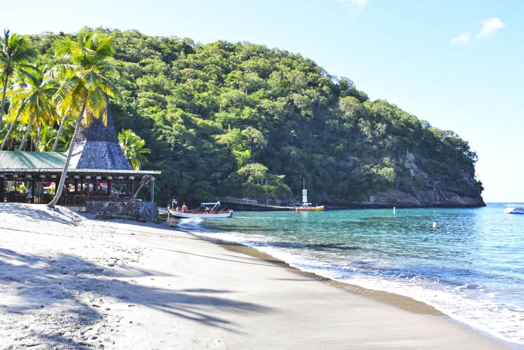 Praia Anse Chastanet em Saint Lucia 