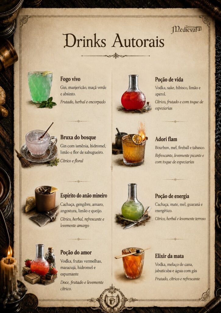 Nova Carta de Drinks Autorais. Crédito: Divulgação