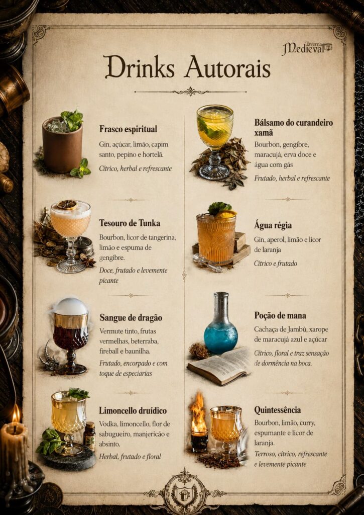 Nova Carta de Drinks Autorais. Crédito: Divulgação